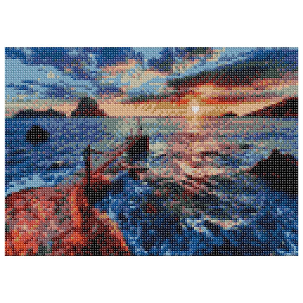 Mozaika diamentowa, haft 30x40 Zachód słońca Flamingo line