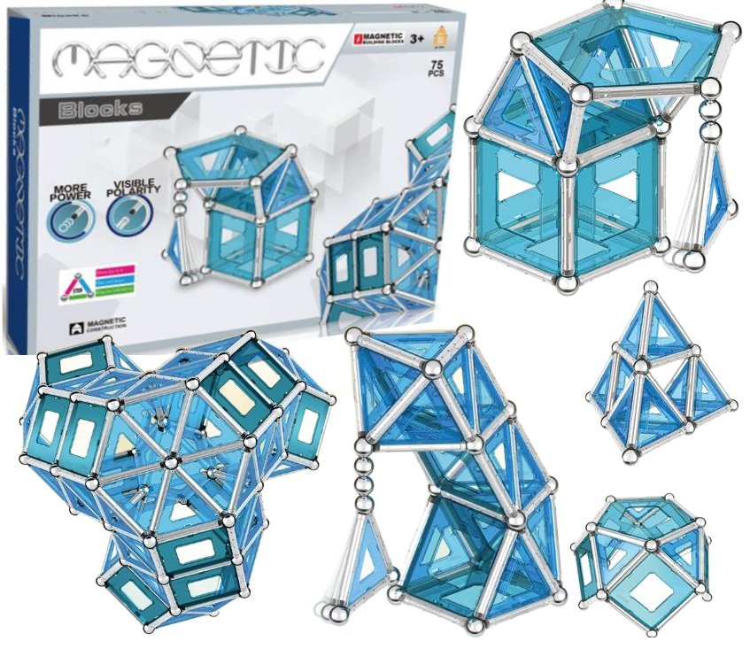 Klocki magnetyczne konstrukcyjne MAGNETIC magnesy 75el