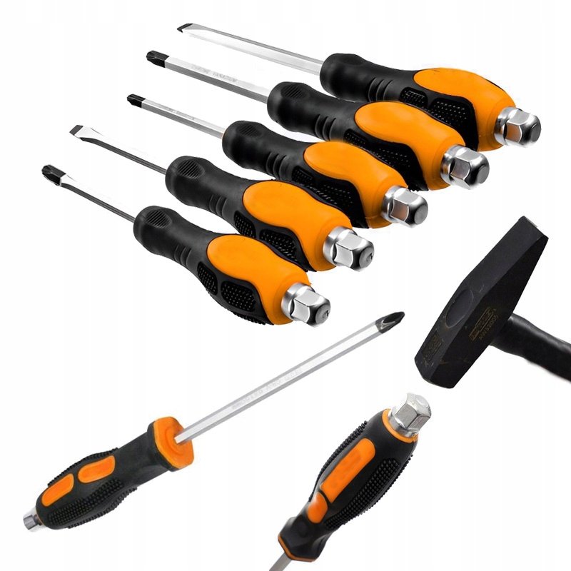 ZESTAW WKRĘTAKÓW WARSZTATOWYCH ŚRUBOKRĘTÓW DO POBIJANIA ŚLUSARSKIE 5szt.