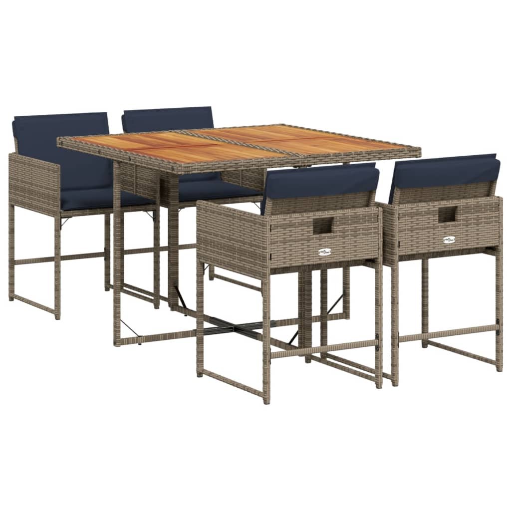 vidaXL 5-cz. zestaw mebli ogrodowych z poduszkami, szary, rattan PE