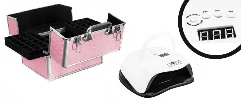 Kuferek z Przegródkami + Lampa UV/LED 80W do Manicure i Pedicure