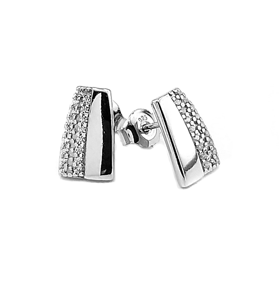 Srebrne kolczyki rodowane gładkie z cyrkoniami pr925