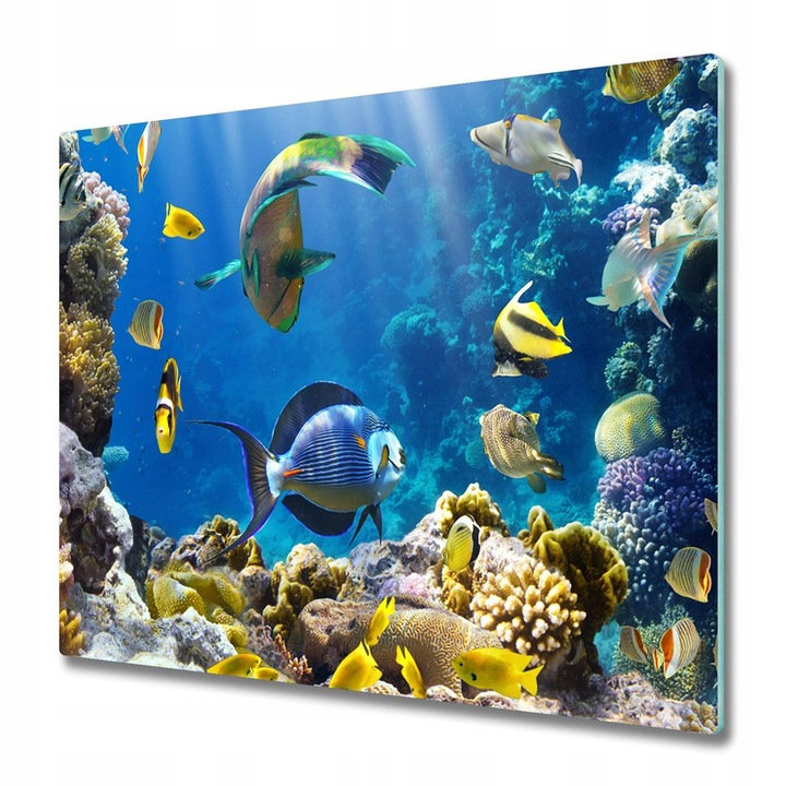 Deska do krojenia ze szkła hartowanego Rafa Koral Ocean 60x52