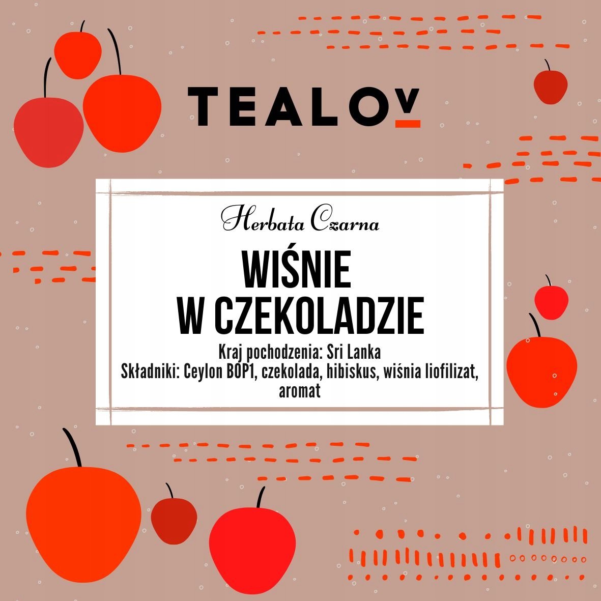 Herbata TEALOV czarna WIŚNIE W CZEKOLADZIE 50 g