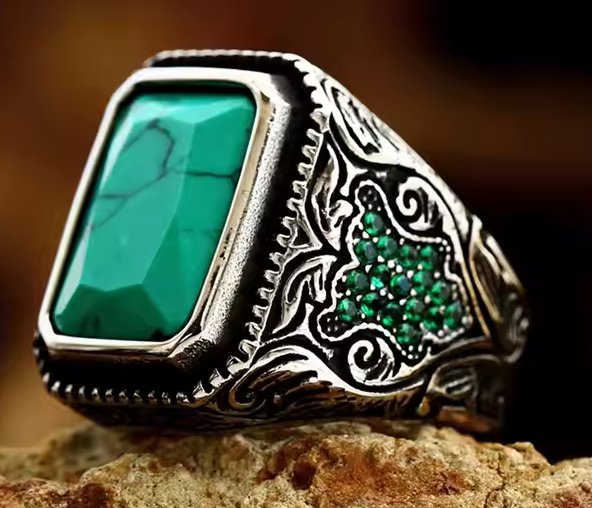 pierścień GREEN STONE-N