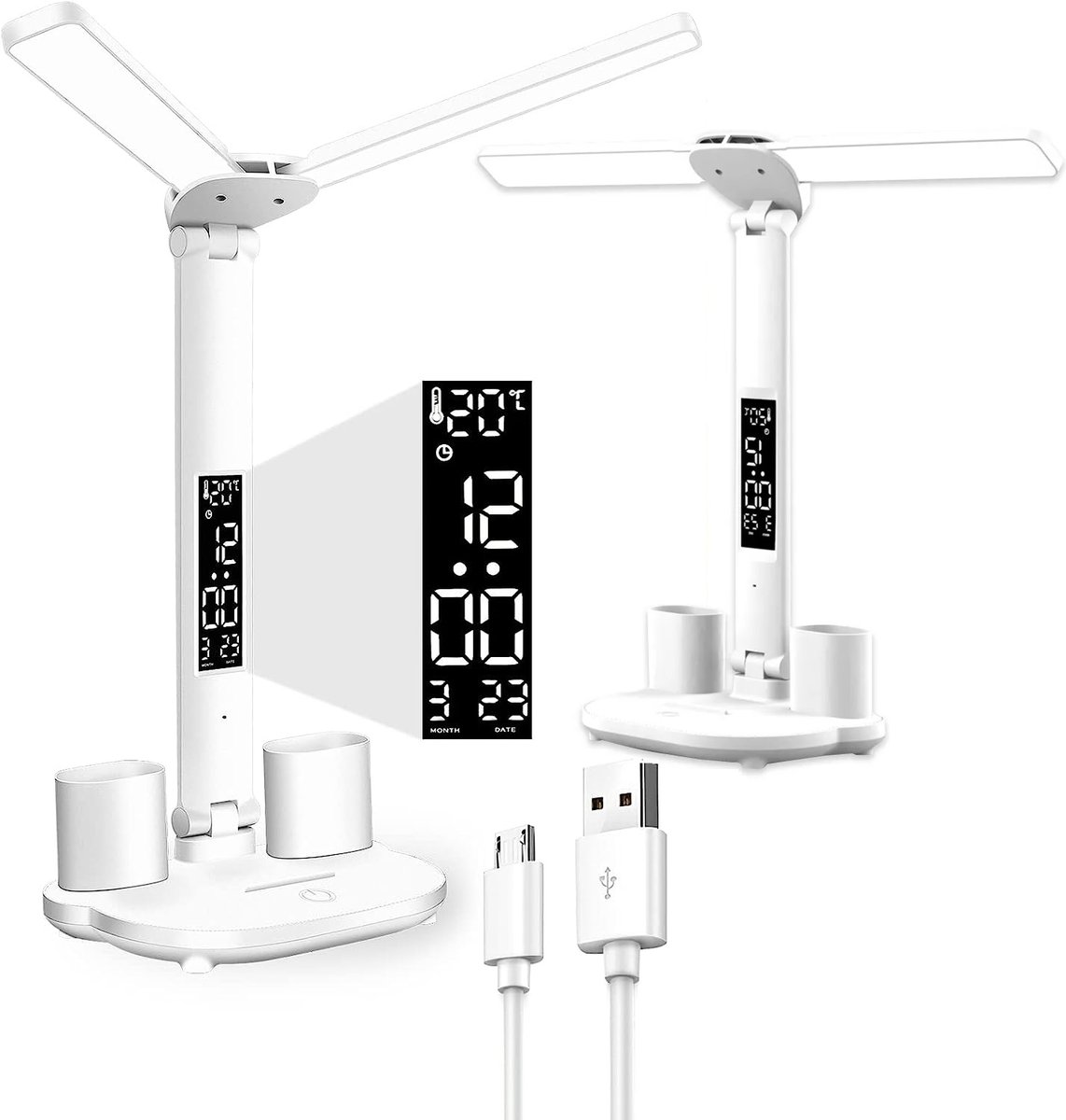 Lampka Biurkowa Szkolna na Biurko Zegar LED