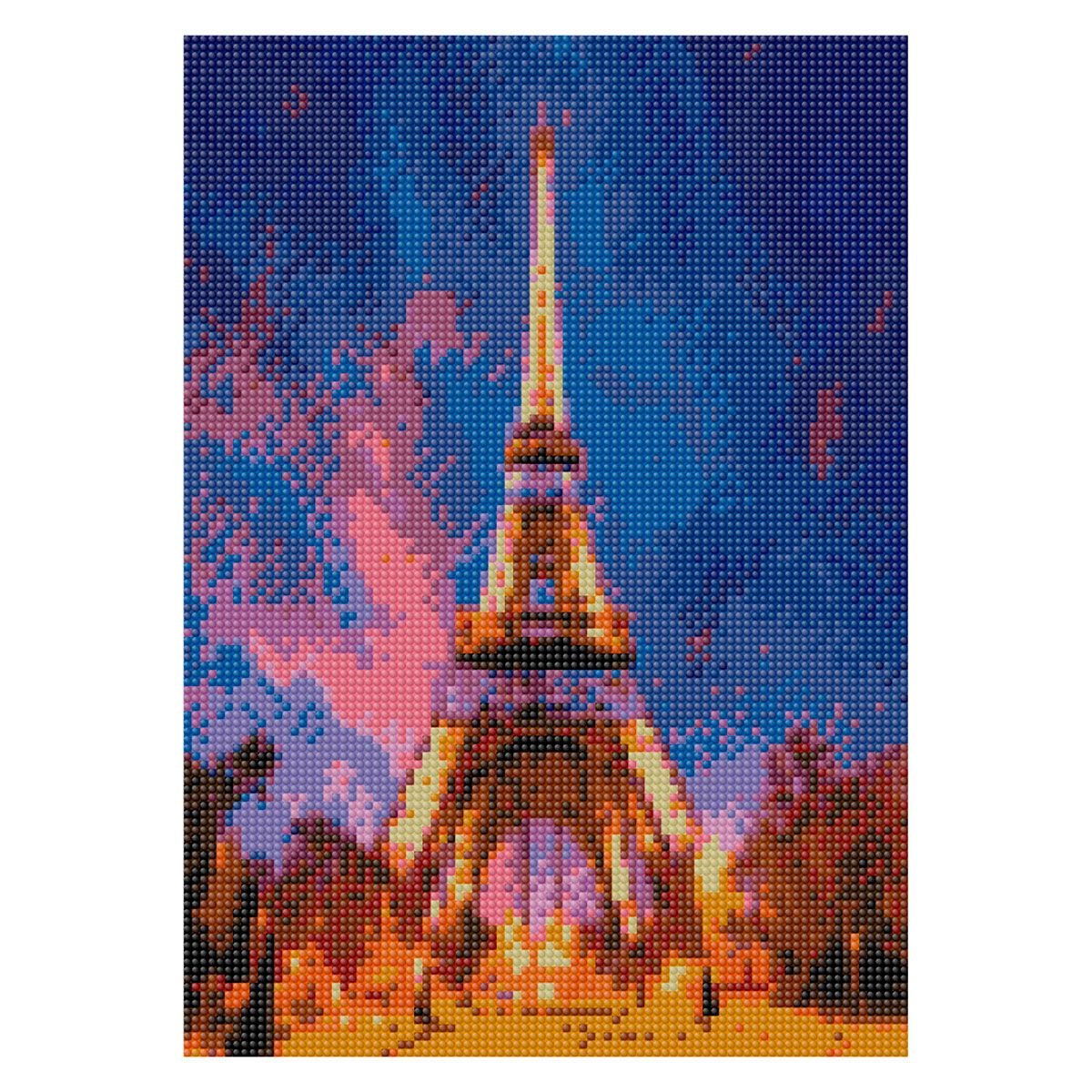Mozaika diamentowa, haft 30x40 Wieża Eiffla nocą Flamingo line