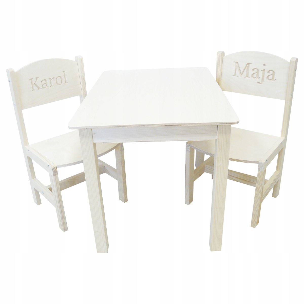 STOLIK + 2 KRZESEŁKA MALUCH PEŁNE + GRAWER IMIĘ