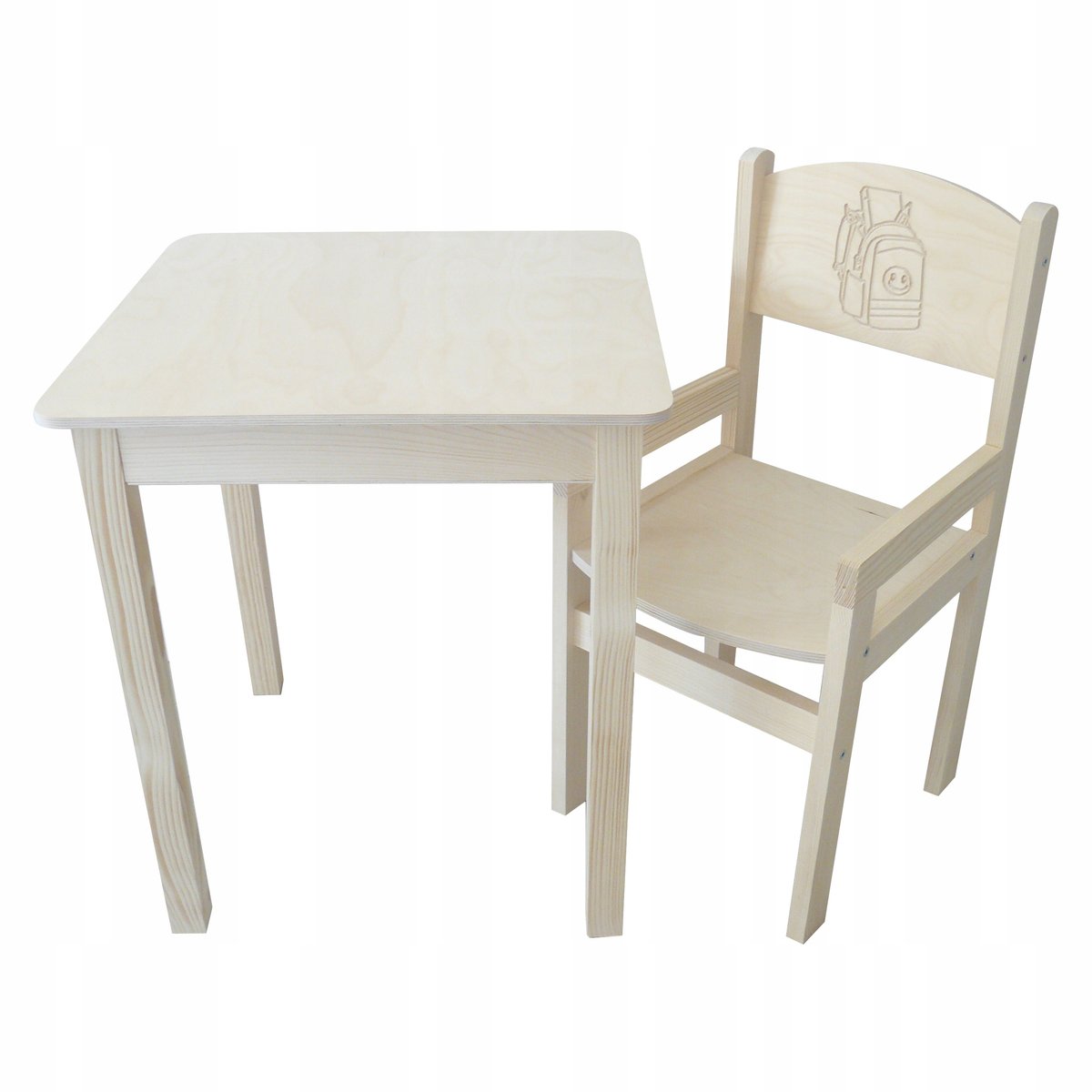 STOLIK 50/50 + KRZESEŁKO PEŁNE Z PODŁOKIETNIKIEM DLA JUNIORA + GRAWER