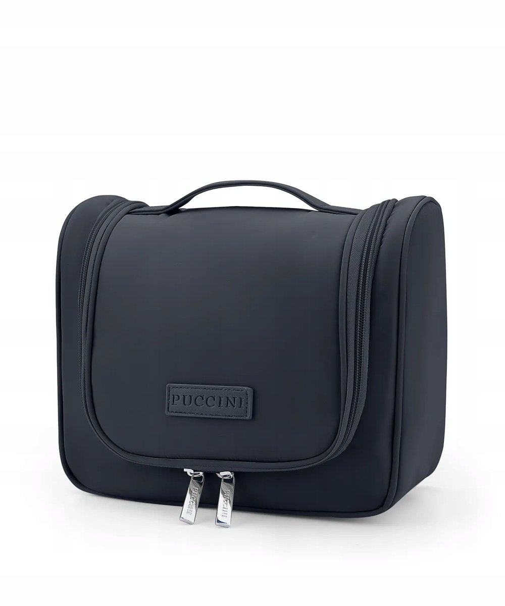 Kosmetyczka Podróżna Z Haczykiem Duża Pojemna Zamek PUCCINI Czarna QML013-1