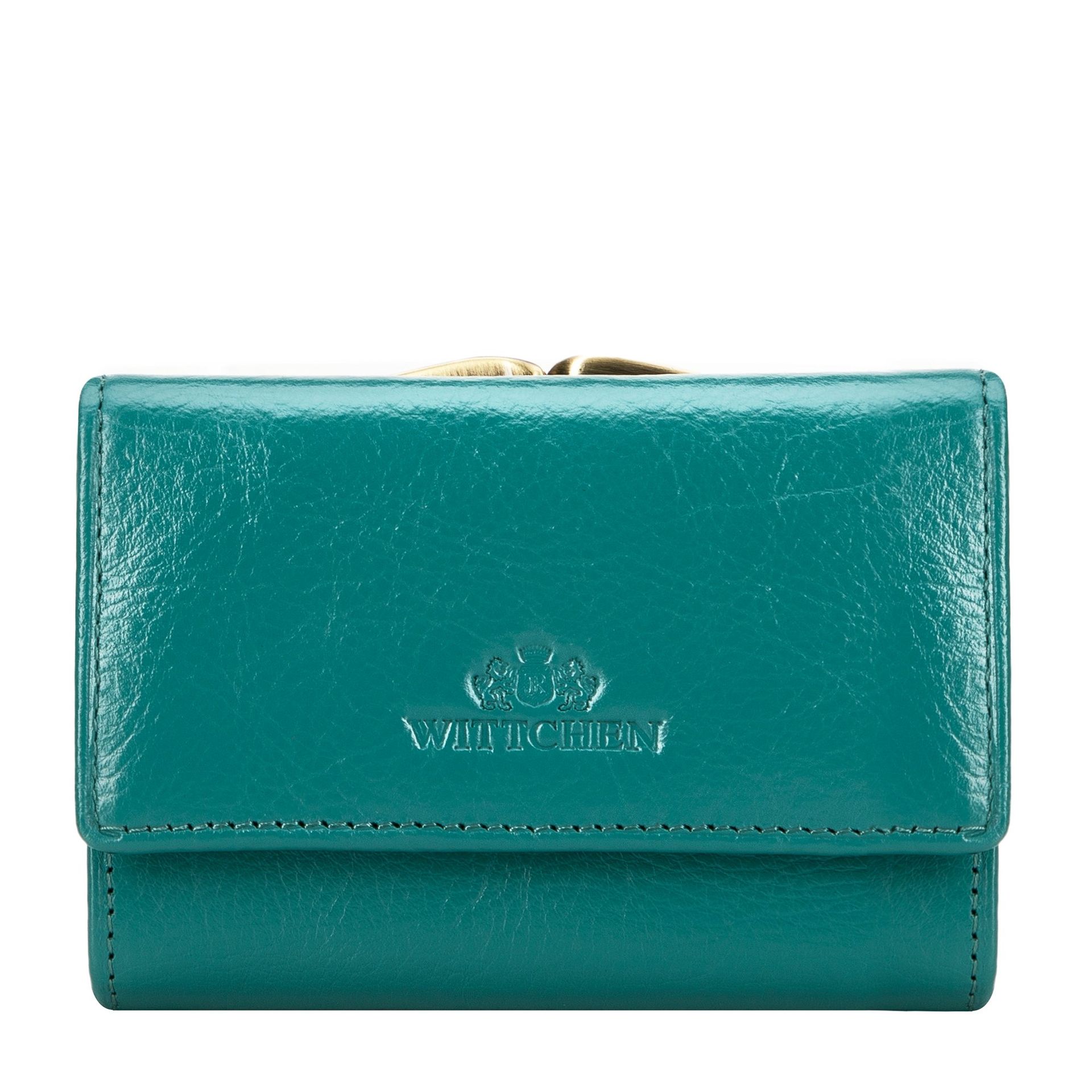 Damska portmonetka ze skóry z logo zielona