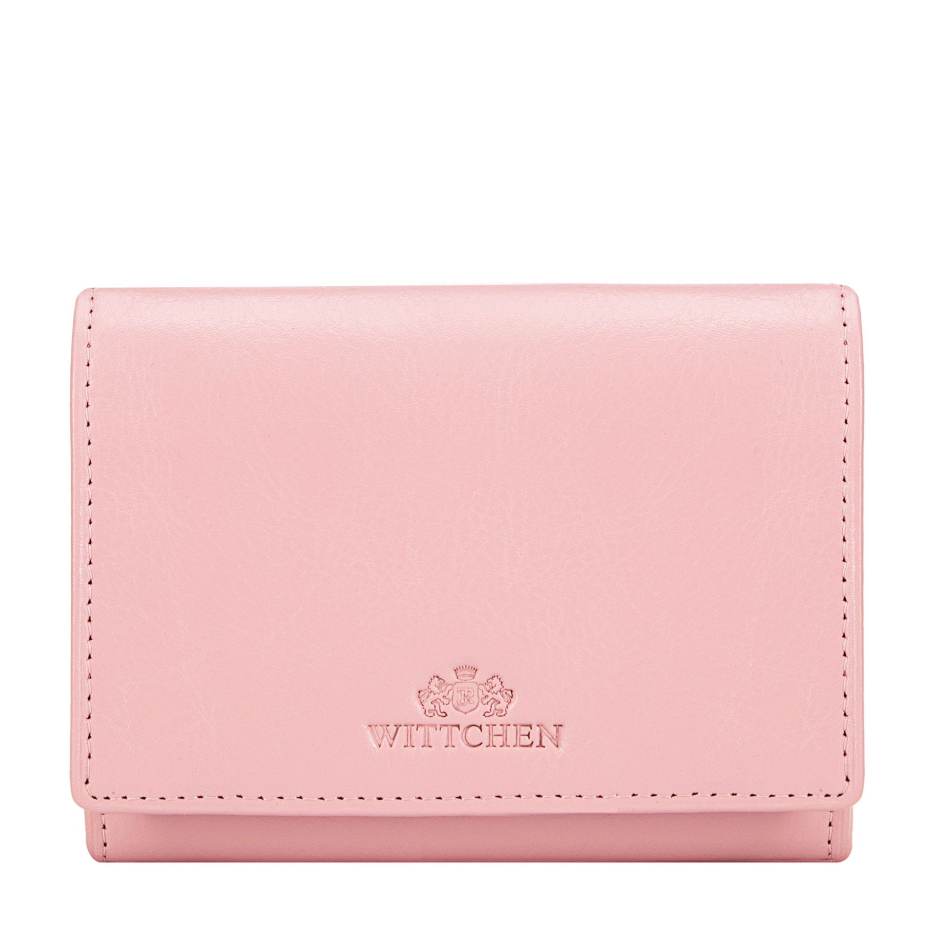 Skórzany damski portfel z ochroną RFID różowy