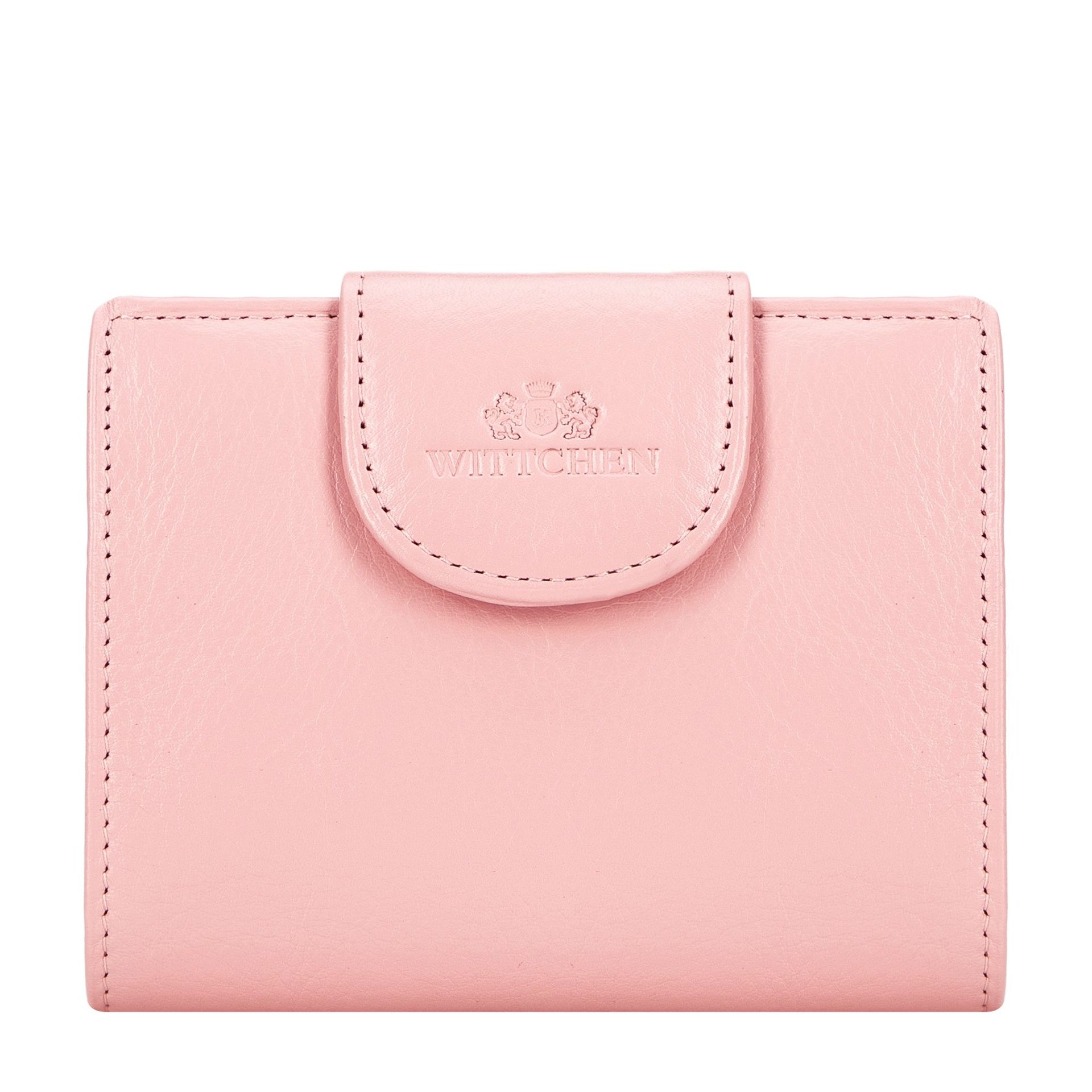Damski portfel skórzany z elegancką napą i logo różowy