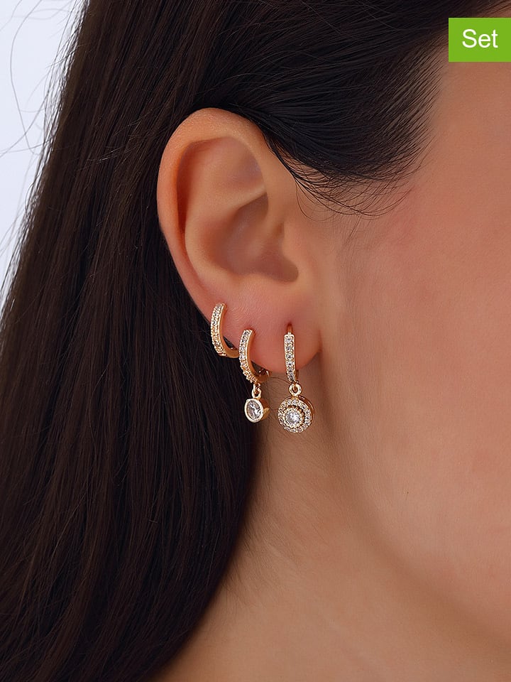 Luja Bijoux 3-częściowy zestaw kolczyków-kreoli z cyrkoniami