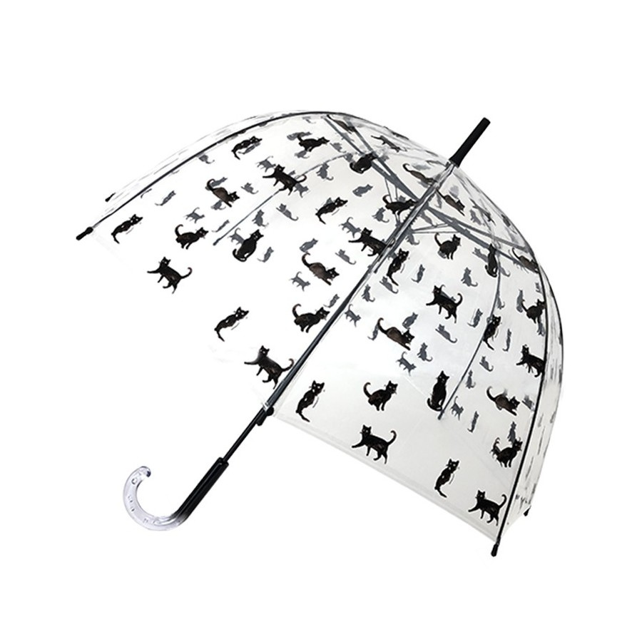 Długi parasol przezroczysty kopuła, chat noir UBUL1044