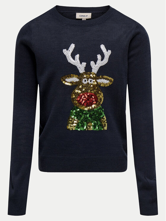 Kids ONLY Sweter Xmas 15331289 Granatowy Relaxed Fit