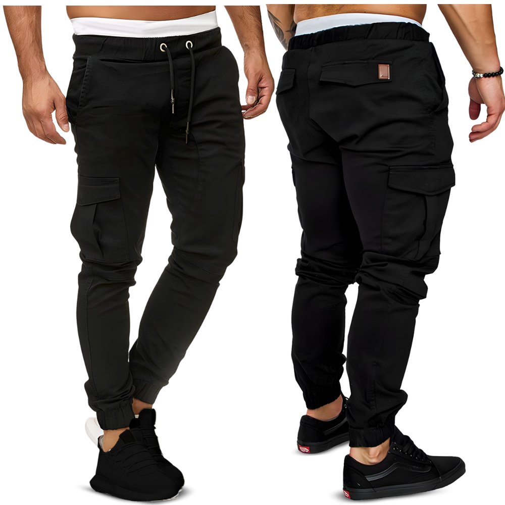 Spodnie joggery bojówki męskie czarne M