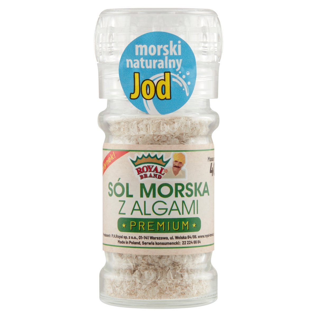 Sól z Algami Premium Bogata w NATURALNY JOD 40g młynek wielorazowego użytku