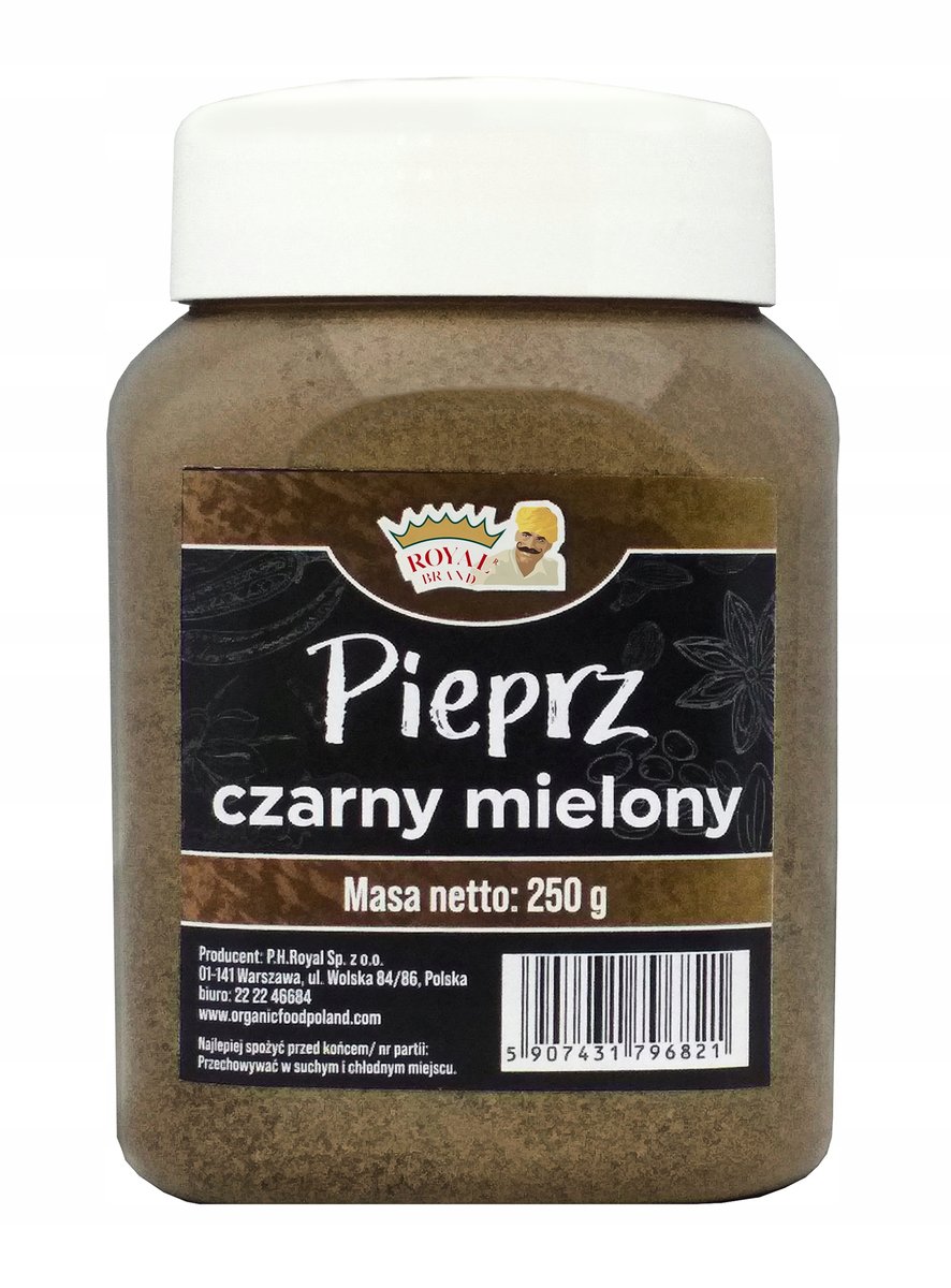 Pieprz CZARNY Mielony Aromatyczny 250 g klasa 1 w Wielorazowym Słoiku Słoik