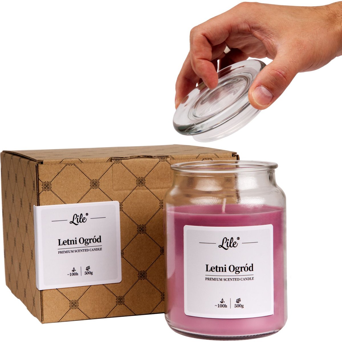 Świeca zapachowa w słoiku duża Lile Candle Senses Letni Ogród 500g