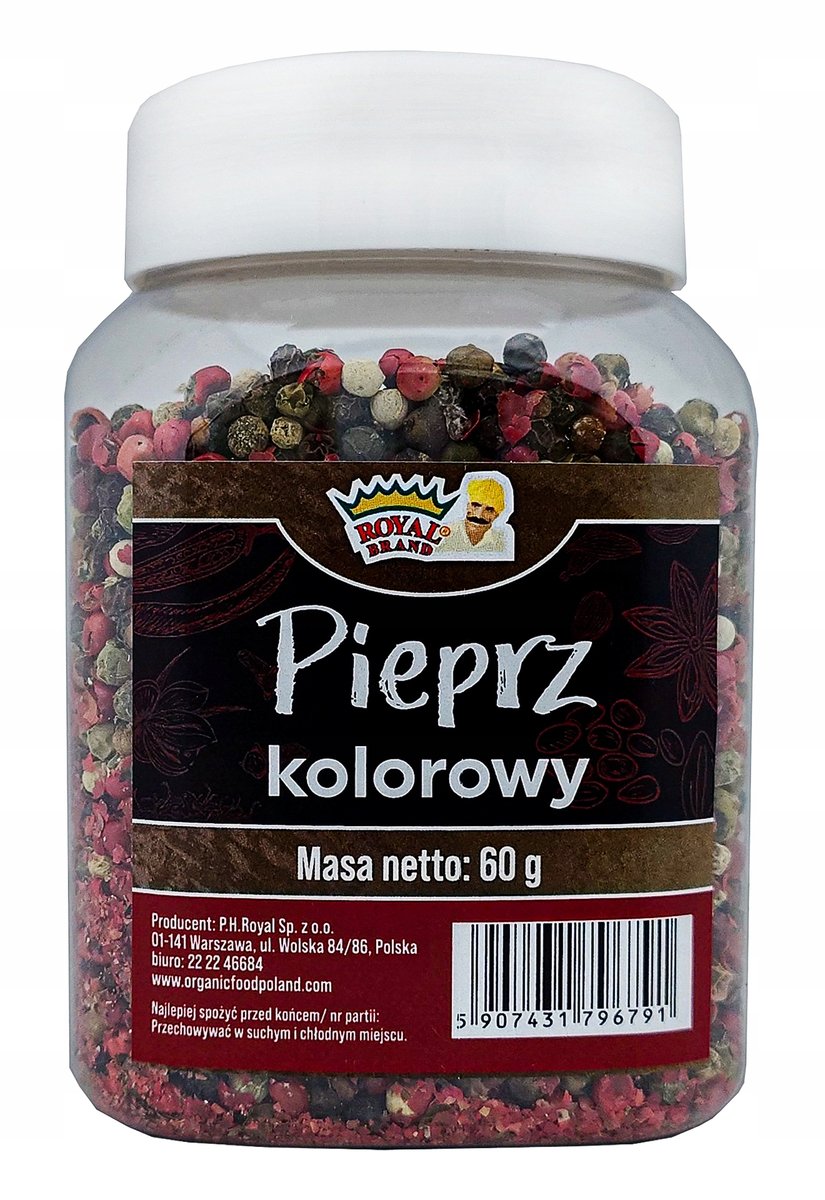 PIEPRZ KOLOROWY 60g NATURALNY PREMIUM 4 PIEPRZE w Wielorazowym Słoiku Słoik