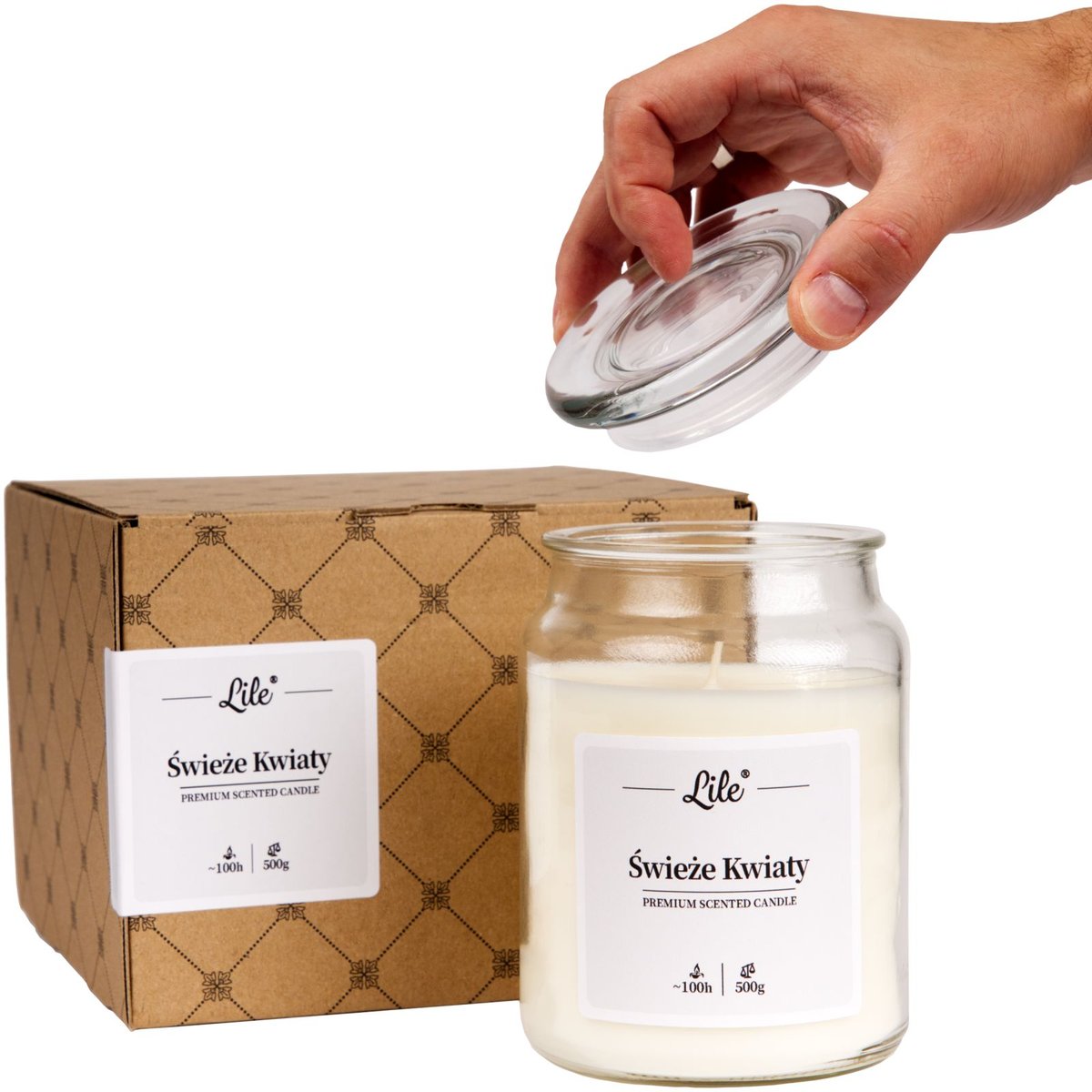 Świeca zapachowa w szkle duża Lile Candle Senses Świeże Kwiaty 500g