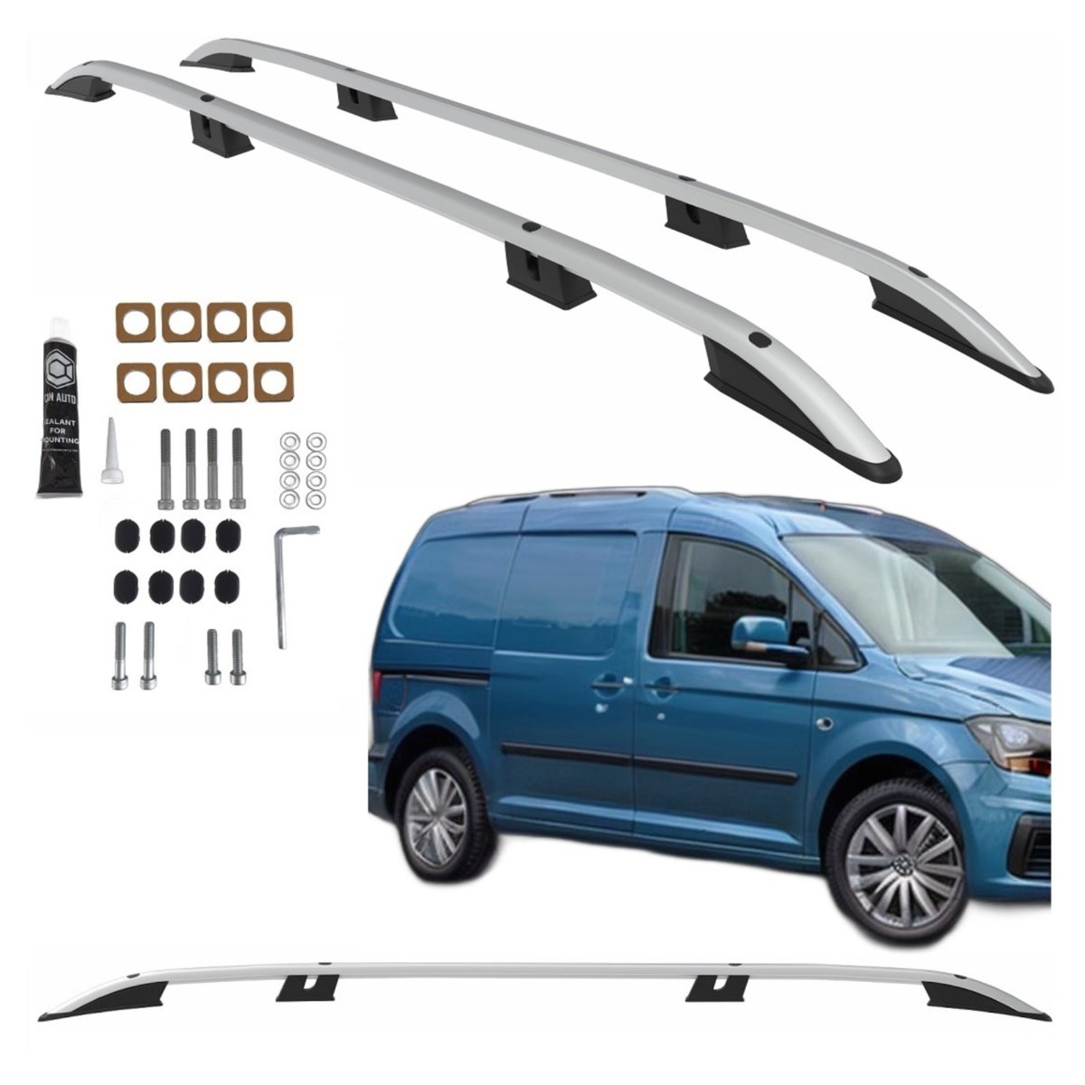 RELINGI dachowe VOLKSWAGEN CADDY MAXI OD 2020 L2 DŁUGI LONG SREBRNE