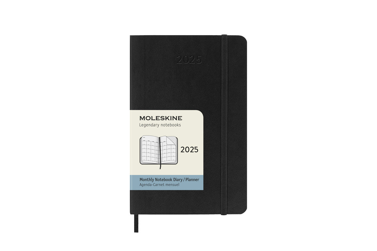 kalendarz 2025 12m moleskine p miesięczny czarny 9x14