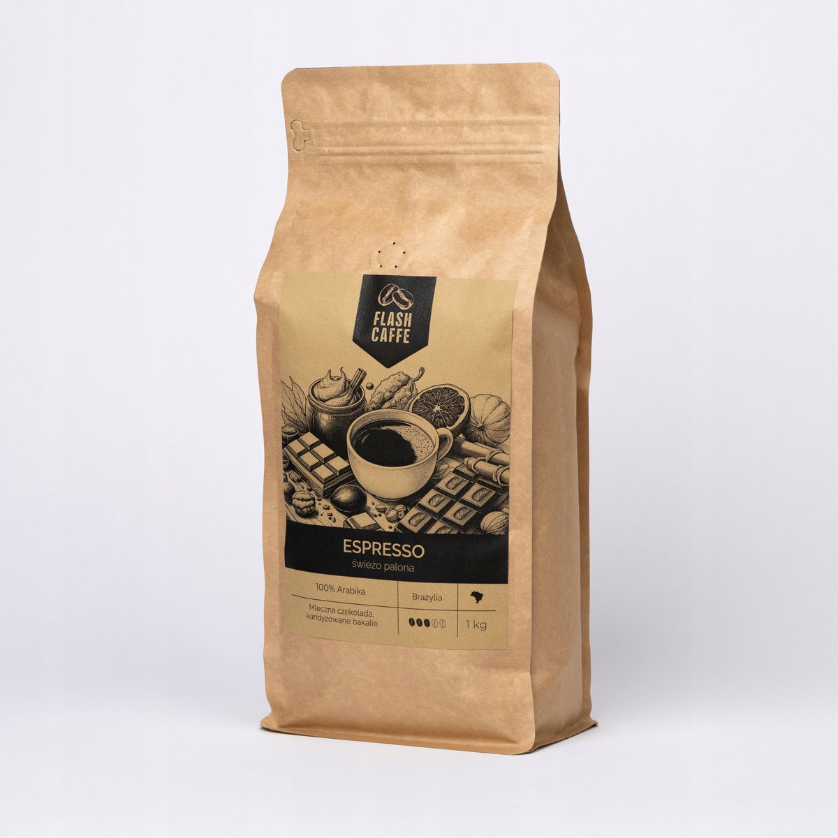Kawa ziarnista 1 kg 100% Arabika świeżo palona do domu biura - Espresso