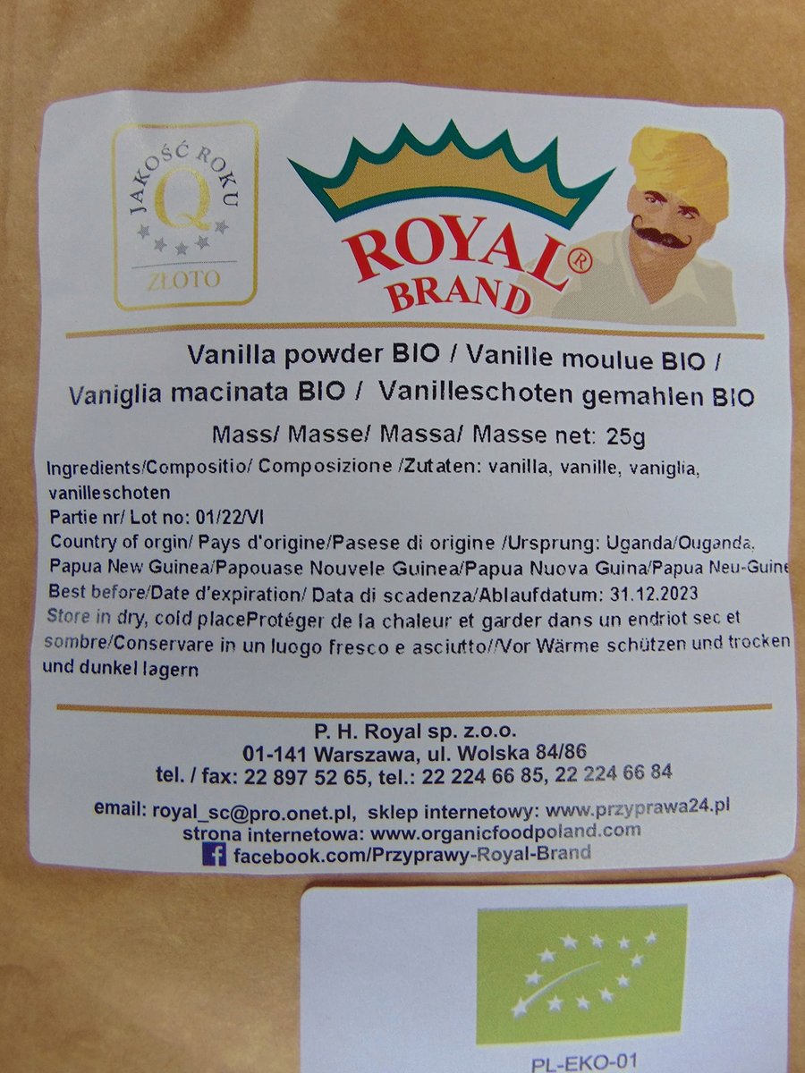 Wanilia w proszku mielona BIO laski wanilii 25 g bez dodatków ekologiczna