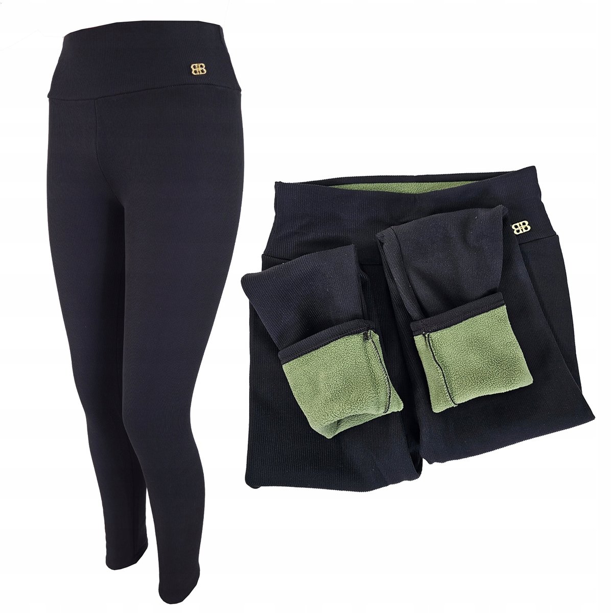 Legginsy Prążkowane Ocieplane Leginsy Modelujące Damskie Bamb Prążek Xl/2Xl