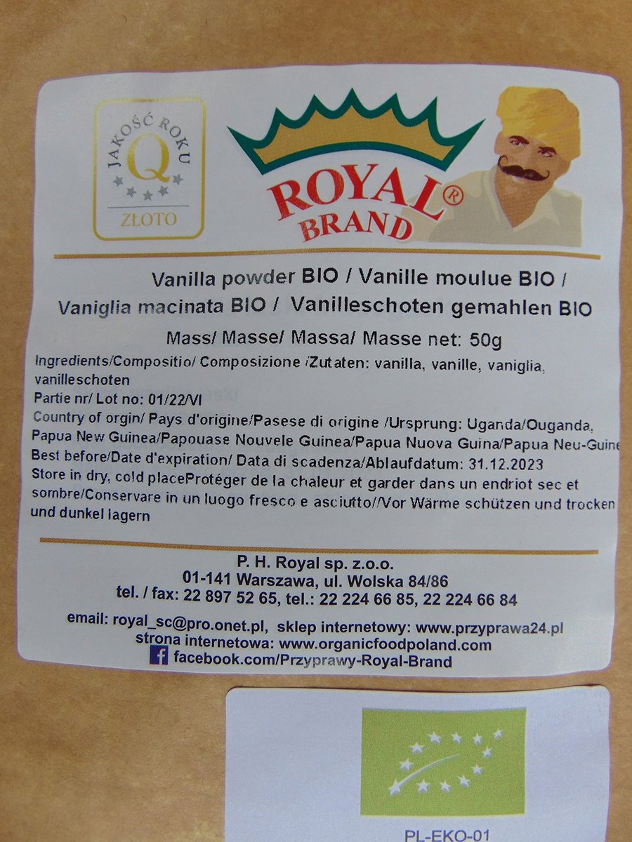 Ekologiczna wanilia w proszku BIO laski wanilii mielone 50 g bez dodatków