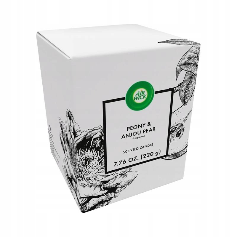 Air Wick ŚWIECA ZAPACHOWA PIWONIA I GRUSZKA 220g Czas PALENIA do 40 godz.