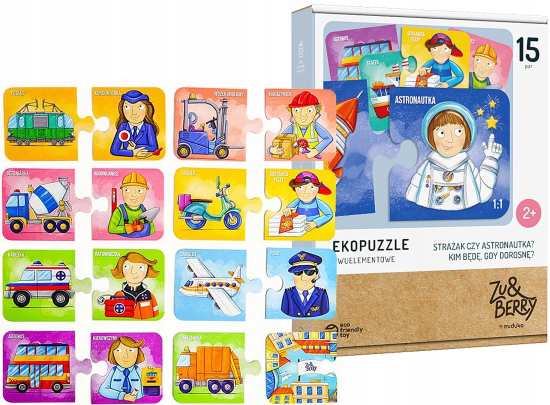 EKOPUZZLE PUZZLE KREATYWNE ŁĄCZENIE PAR PROFESJI KIM BĘDĘ GDY DOROSNĘ 2+