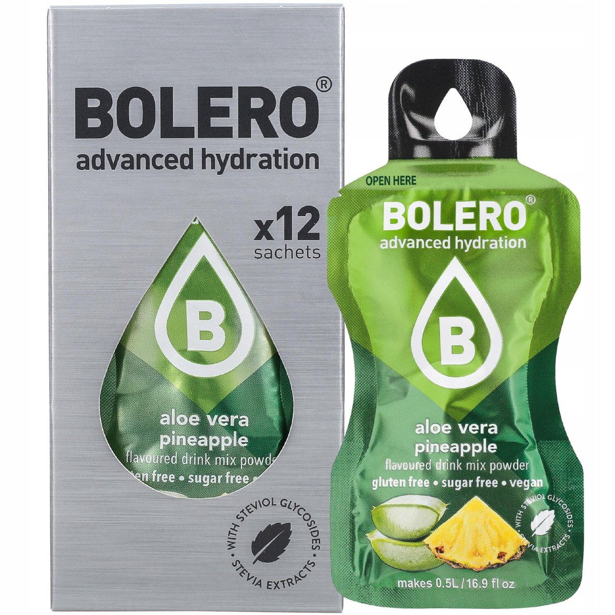 Bolero 36g Aloe Vera Pineapple ze stewią saszetka bez cukru ananas napój