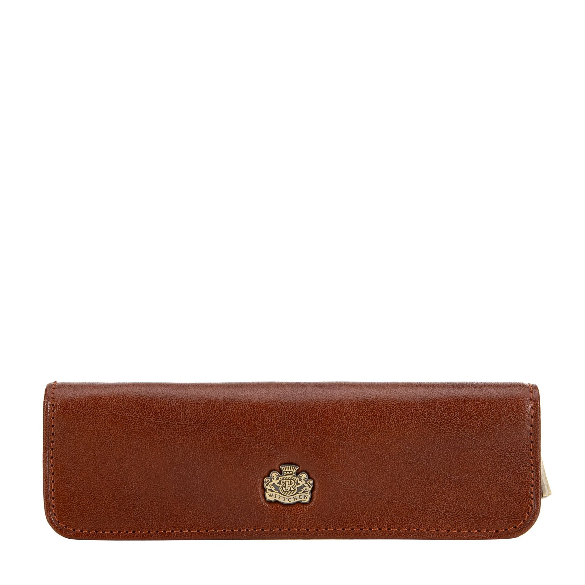 Etui na długopisy skórzane z herbem jasny brąz