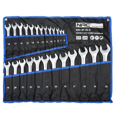 KLUCZE PŁASKO-OCZKOWE NAC 6-32MM 25SZT ZESTAW KLUCZY DO GARAŻU WARSZTATU