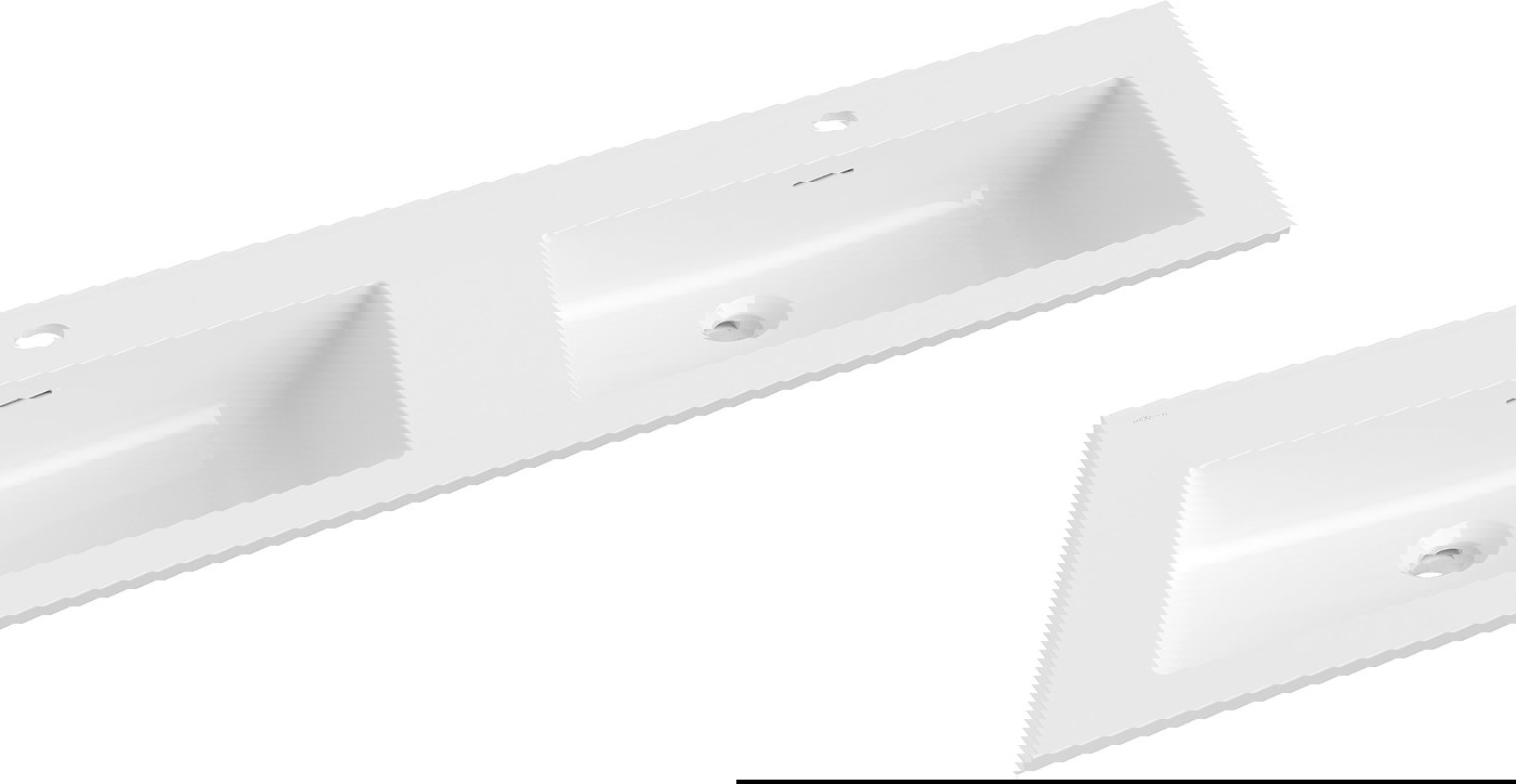 Mexen Otis umywalka wpuszczana w blat podwójna 121 x 46,5 cm, biała połysk - 25181200D