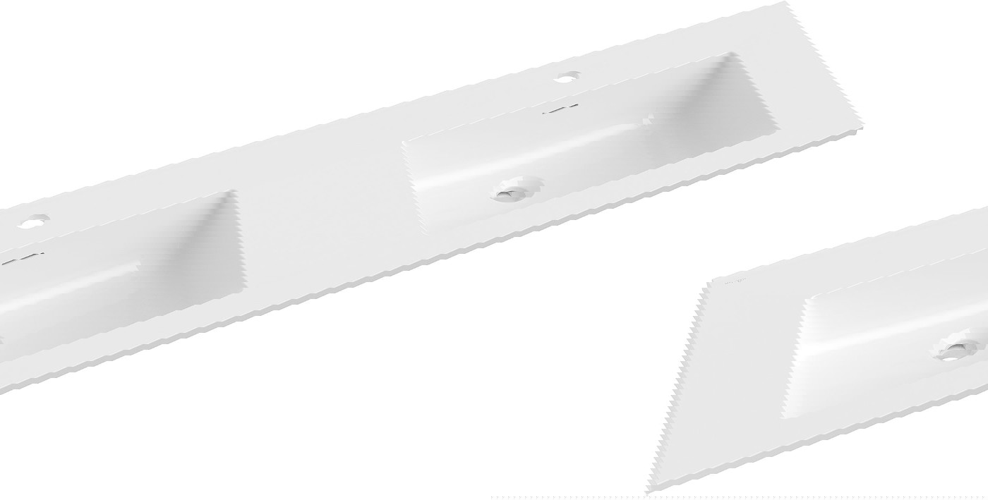 Mexen Otis umywalka wpuszczana w blat podwójna 141 x 46,5 cm, biała połysk - 25181400D