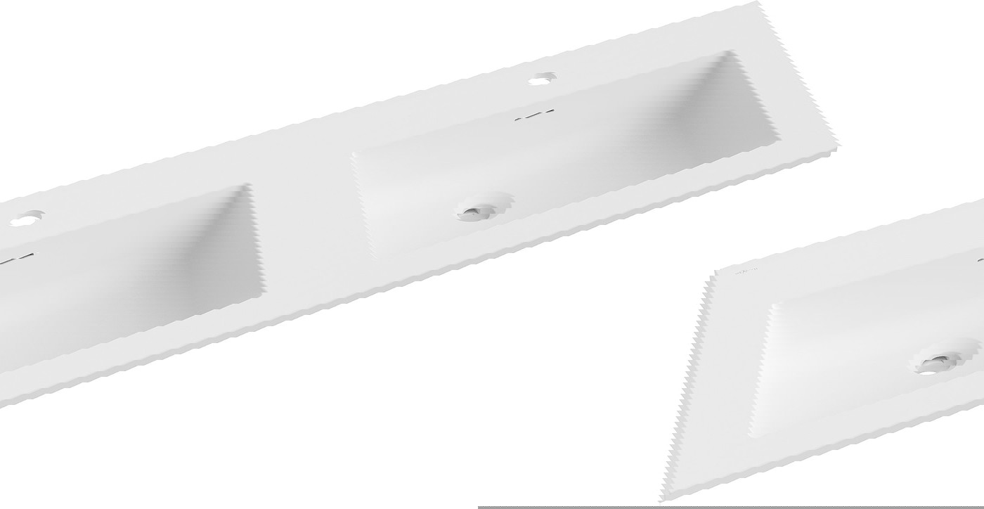 Mexen Otis umywalka wpuszczana w blat podwójna 121 x 46,5 cm, biała mat - 25181201D