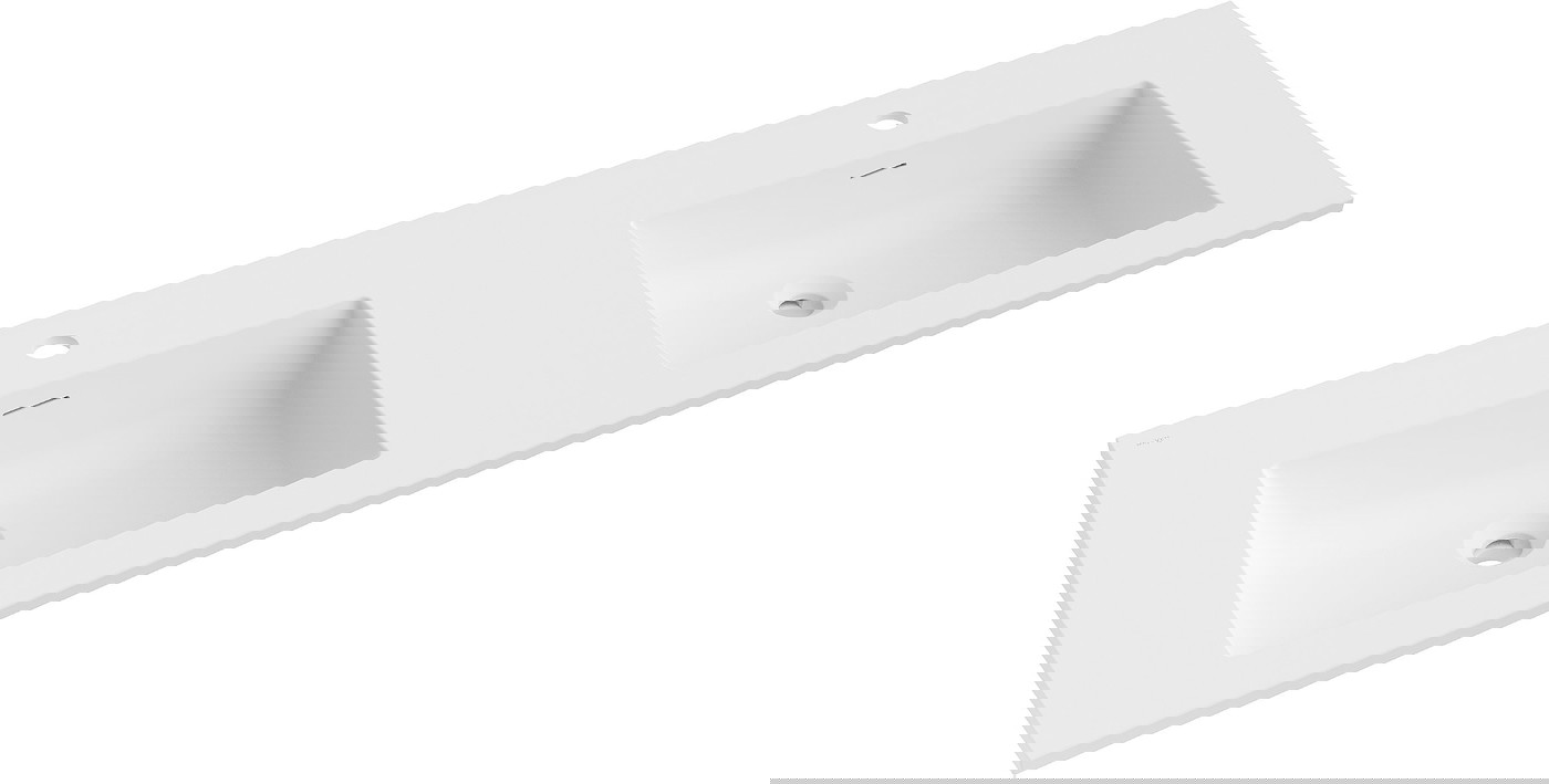 Mexen Otis umywalka wpuszczana w blat podwójna 141 x 46,5 cm, biała mat - 25181401D