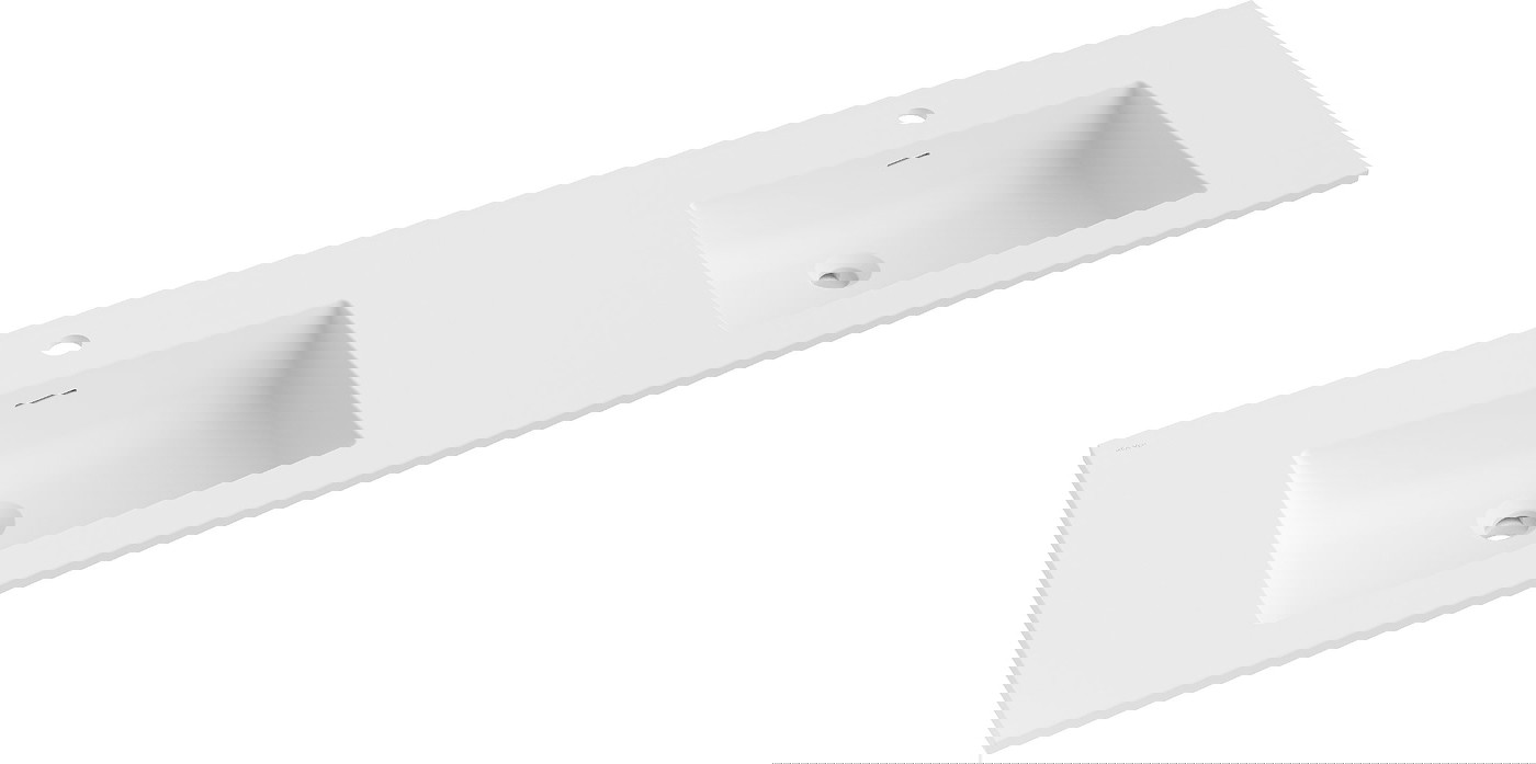 Mexen Otis umywalka wpuszczana w blat podwójna 161 x 46,5 cm, biała mat - 25181601D