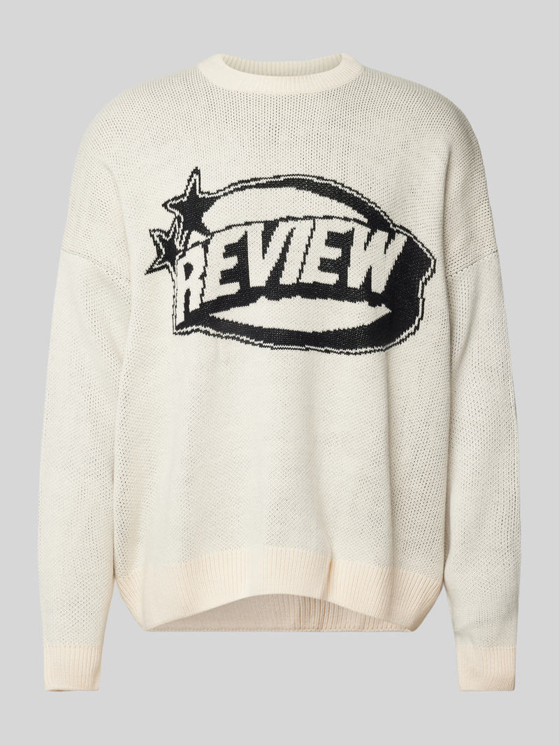 Sweter z dzianiny z nadrukiem z logo