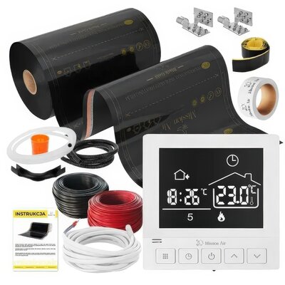 Folia grzewcza pod panele MISSION AIR MAL-160 W/m2 Black Gold 12m2 (24m x 50cm) + regulator Taurus Biały