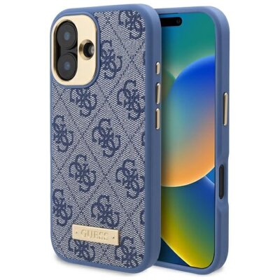 Etui GUESS 4G Logo Plate MagSafe do Apple iPhone 16 Niebieski | Bezpłatny transport