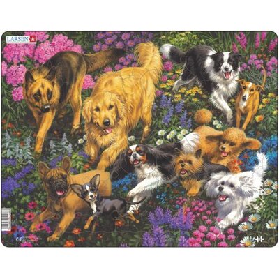 Larsen Puzzles Dogs in a field with flowers