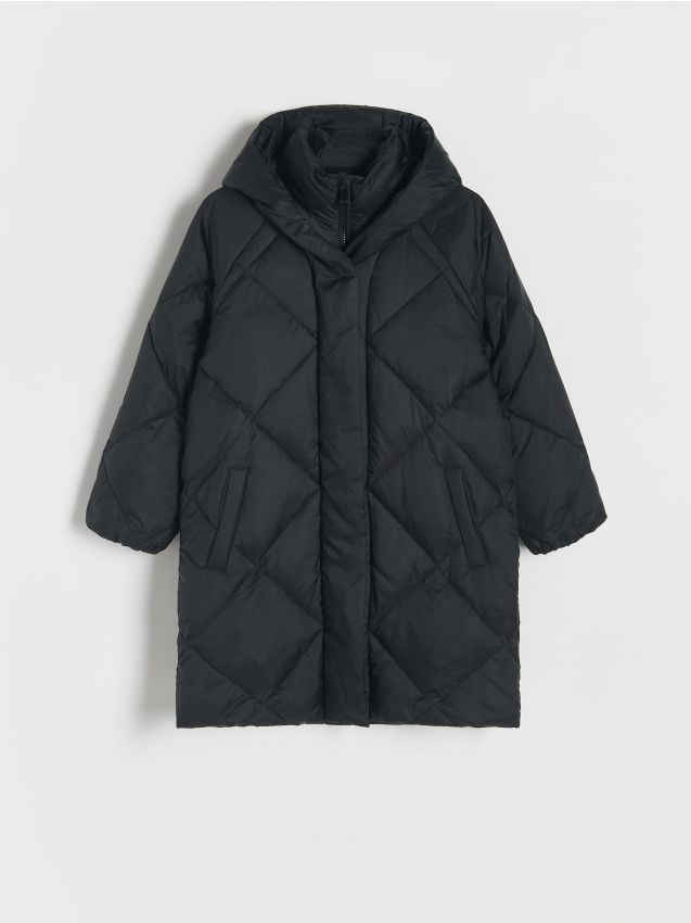 Reserved - Długi płaszcz z puchowym wypełnieniem - czarny