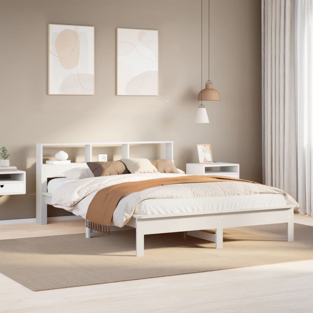 Rama łóżka bez materaca, biała, 160x200 cm, lite drewno sosnowe Lumarko!