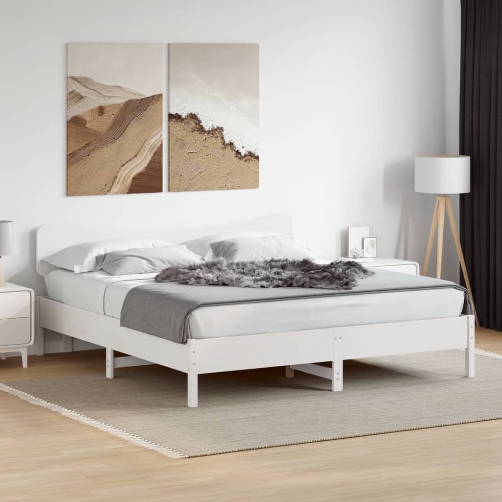 Rama łóżka bez materaca, biała, 160x200 cm, lite drewno sosnowe Lumarko!