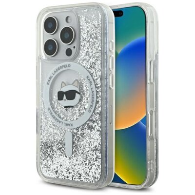 Etui KARL LAGERFELD Liquid Glitter Choupette Head MagSafe do Apple iPhone 16 Pro Max Przezroczysty | Bezpłatny transport